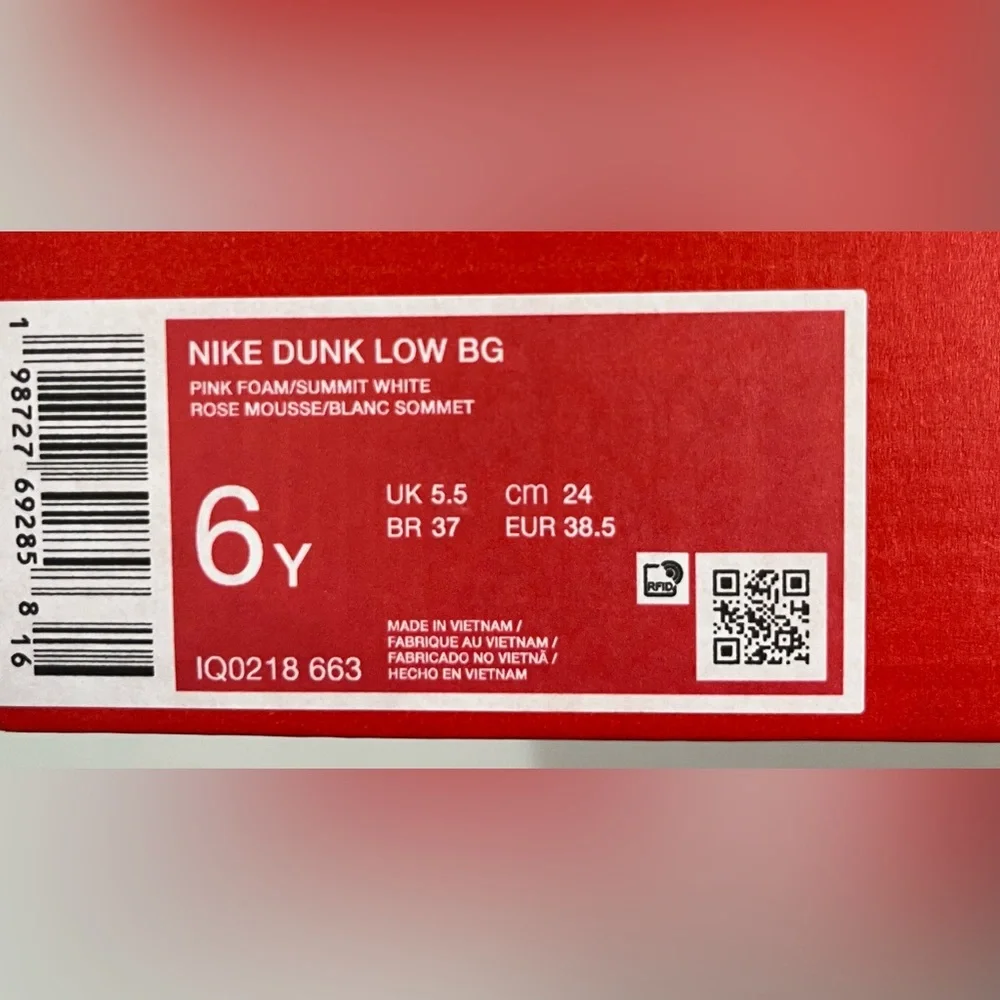 Nike Dunk Low BG Be True Valentine Pink Red Heart Sneakers Size 6Y Women’s 7.5 - Picture 8 of 8